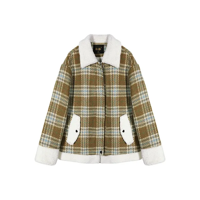 Still Quiet Puffer Jacket Women's Khaki Plaid-0