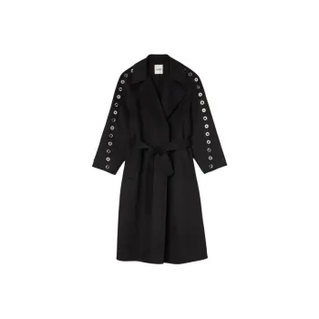 Sandro Eyelet-embellished Wool-blend Coat
