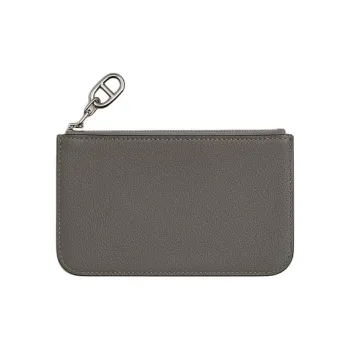 HERMES ZipengoChaine D'Ancre Evercolor Calfskin Card Holder Men's 0L Grismeyer Rain Cloud Gray