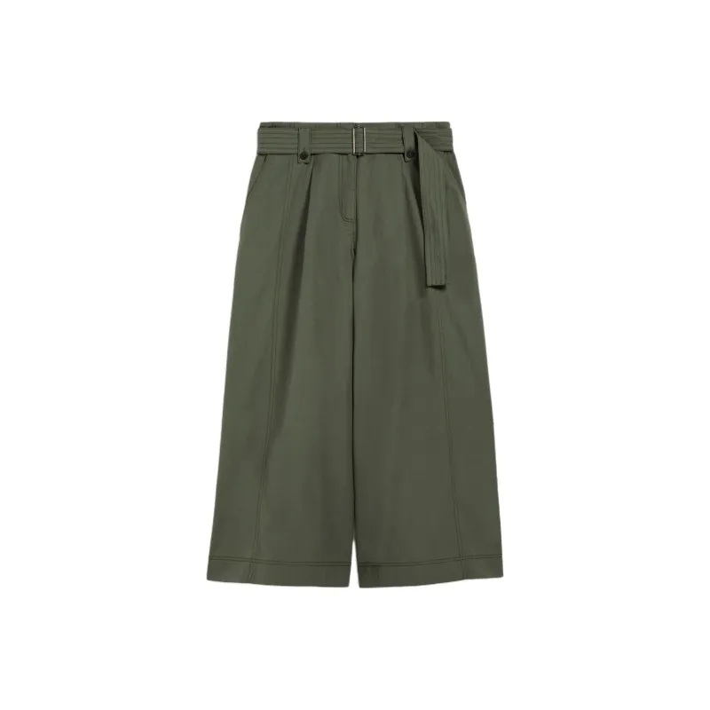 WEEKEND MaxMara Recco Collection Cotton Canvas Trousers Casual Pants Women's Khaki-0