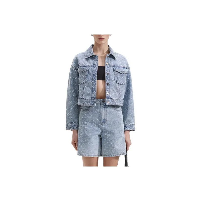 Self portrait Denim Jacket Women's Light Denim Blue-0