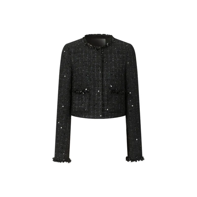 Three Quarters Cropped Coat Women's Black-0