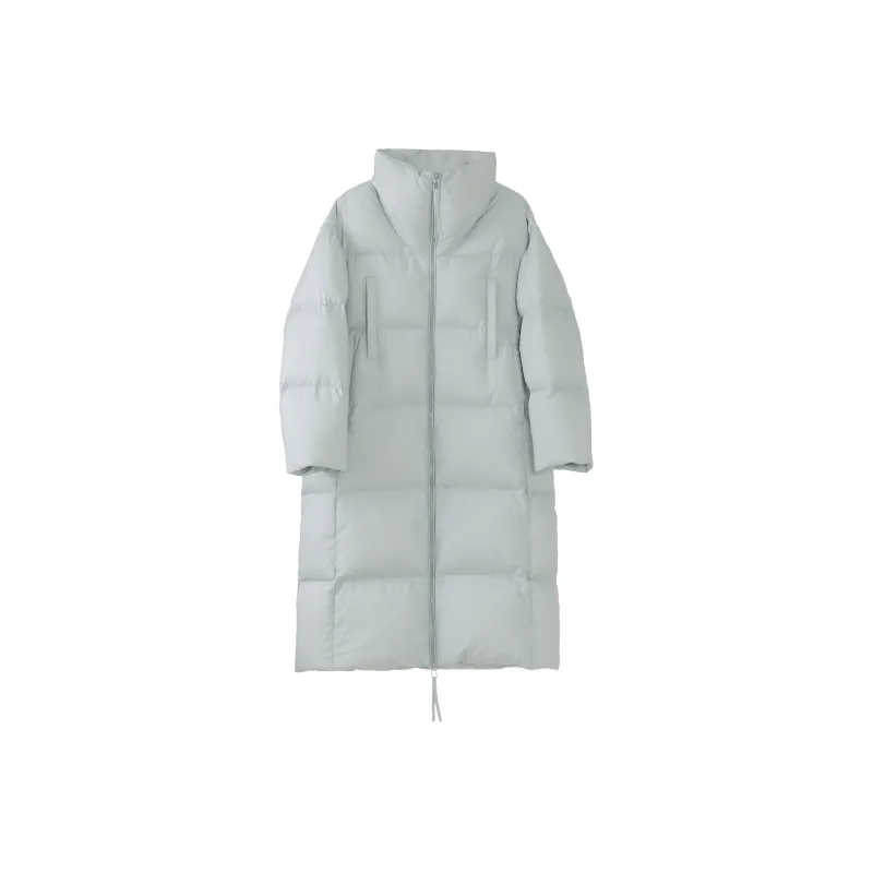 Fstudio Korean Style Stand Collar Solid Color 90 Fill Power White Duck Down Long Down Jacket Coat Women's-6