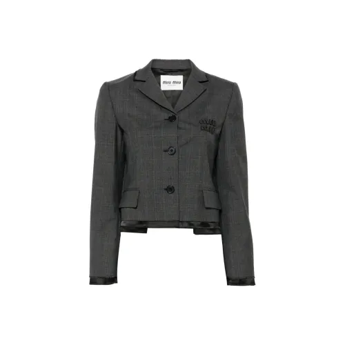 MIU MIU Tartan Print huakai Jacket 'Slate Grey'