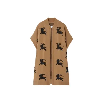 Burberry Logo Motif Embroidered Zipped Cape Jacket