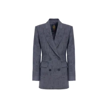 BESIONIA FW23 Business Suits Coats Women's Gray Floral Pattern