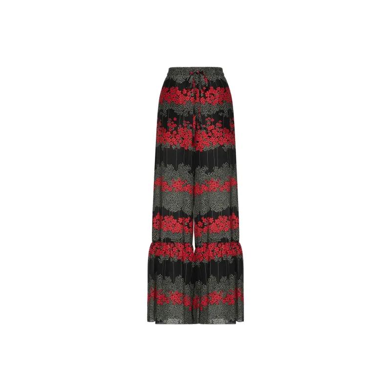 RED VALENTINO REDValentino Floral Print Wide Leg Pants-0