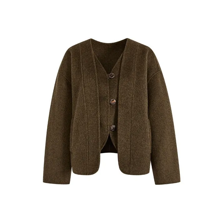 KUOSE Coats Women's Brown-0