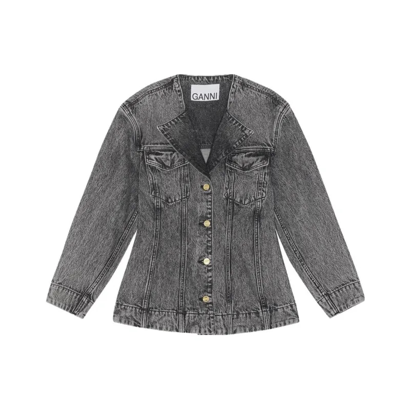 GANNI Denim Jackets Women's Black-0
