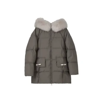 Fstudio Korean Style Long And Languid 90 Fill Power White Duck Down Fur Collar Down Jacket Coat Women's