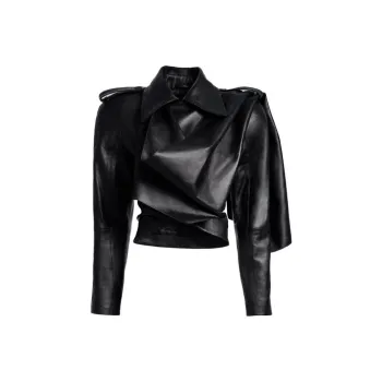 H&M Leather Jacket With Scarf Black