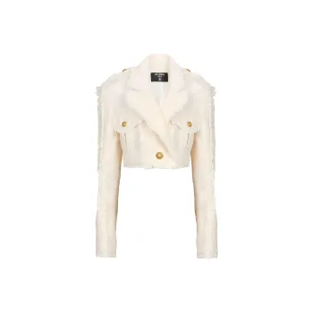 BALMAIN Cropped Coats Women's Beige