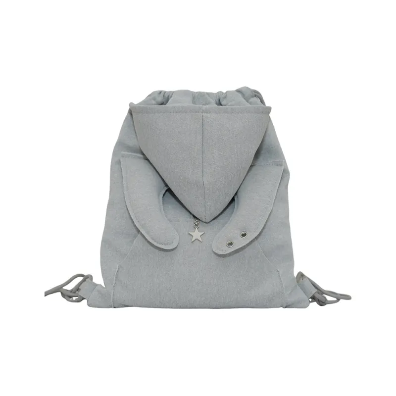 Dusen Kangaroo Nylon Fabric Backpack Women's Black/Gray/Pink-7