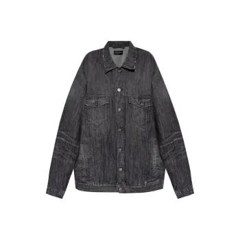 Balenciaga Logo Rhinestone Embellished Denim Jacket