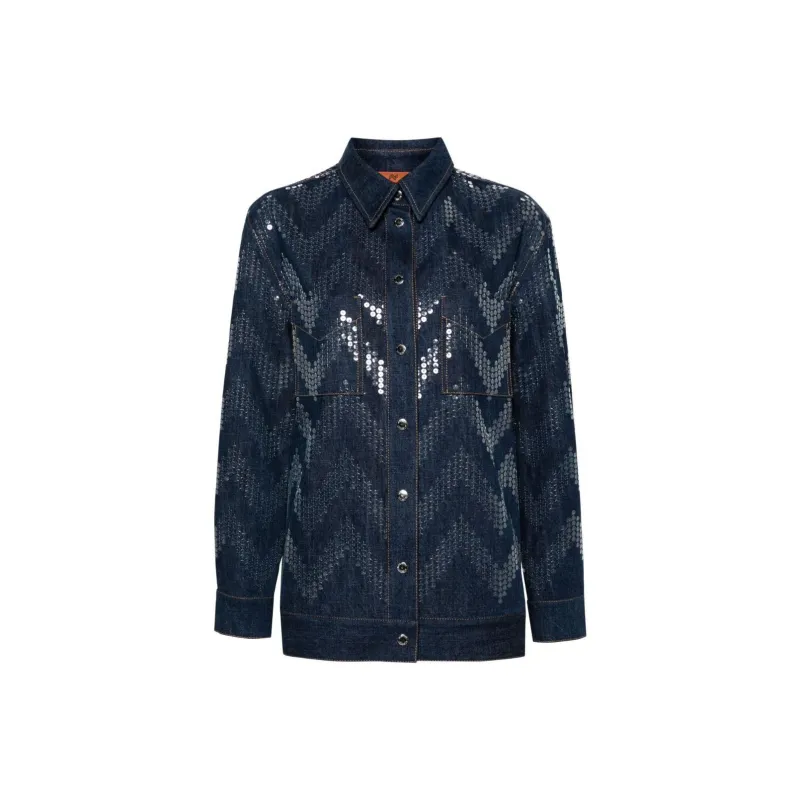 MISSONI Sequin-embellished Denim Jacket-0