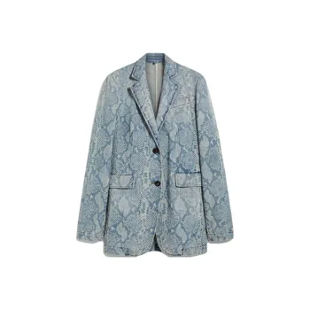SportMa Blazer In Denim Con Stampa Pitone Business Suit Coat Women's Blue