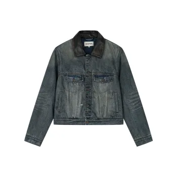 UOOYAA Denim Jackets Women's Dark Blue