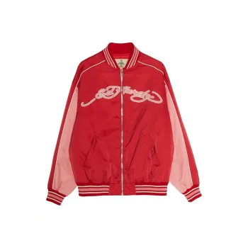 Ed Hardy Letter Loose Fit Puffer Jacket Women's Dark Red