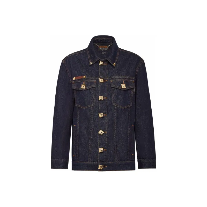 PHILIPP PLEIN FW22 Denim Jacket Women's Dark Blue-0