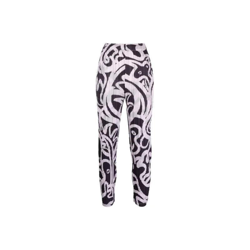 PLEATS PLEASE ISSEY MIYAKE Seeker Abstract print Plissé Trousers-0