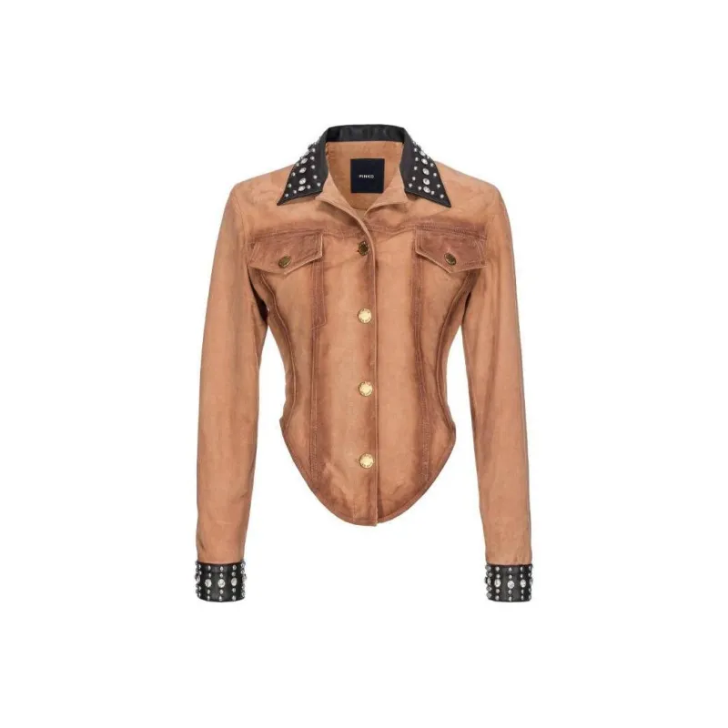 PINKO Leather Jacket Women's Brown-0