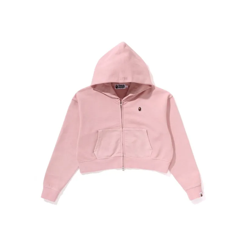 Bape Women's Pigment Dyed One Point Cropped Zip Hoodie Pink-2