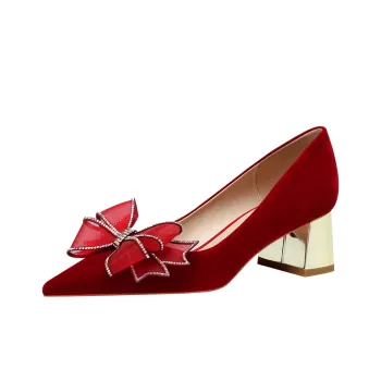 Lan Miao Chunky Heel High Heels Women's Burgundy
