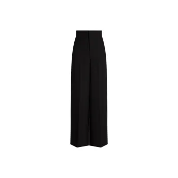 SCANLAN THEODORE Wool Barathea Wide Leg Trouser Casual Pants Women's Black