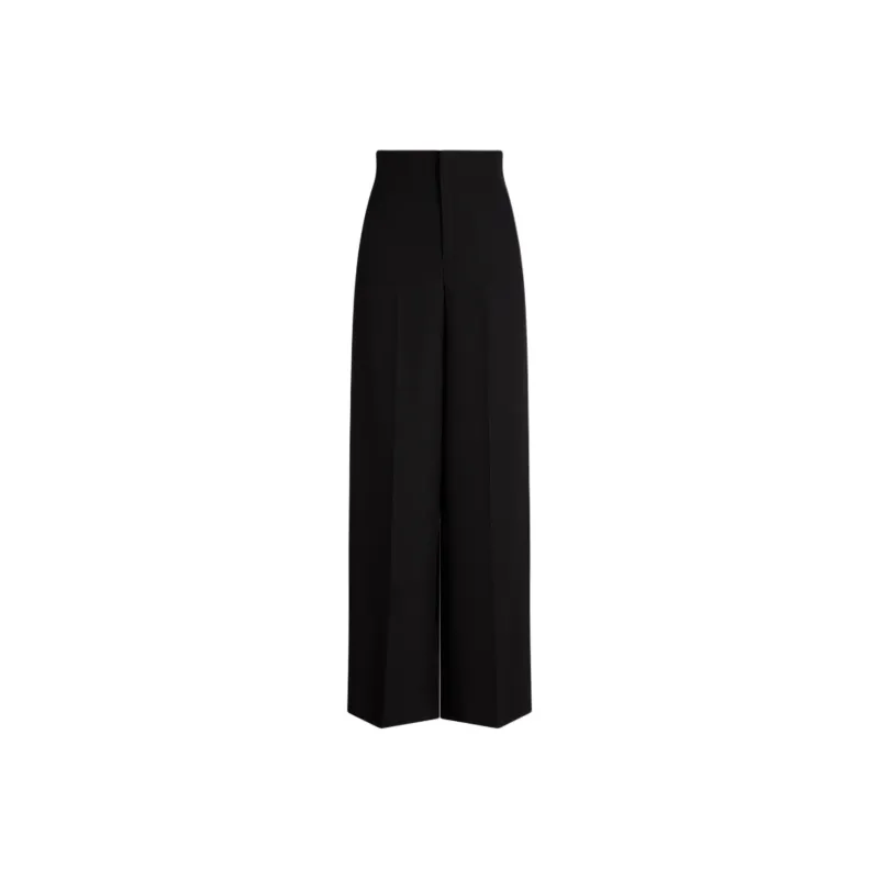 SCANLAN THEODORE Wool Barathea Wide Leg Trouser Casual Pants Women's Black-0