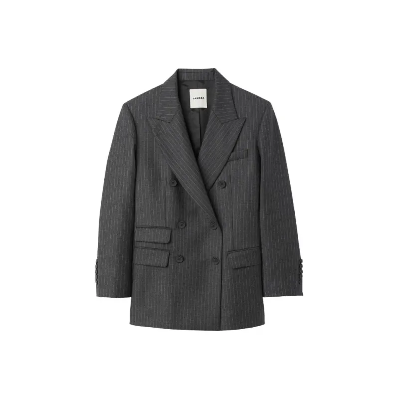 Sandro Pinstripe Double breasted Blazer-0
