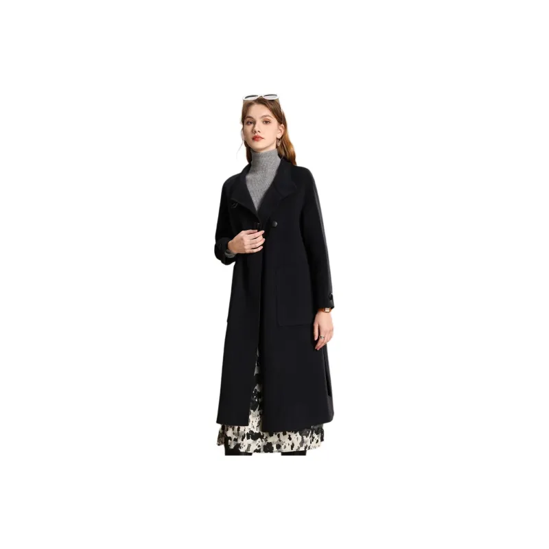 FENHONGMALI Coats Women's Navy Blue-0