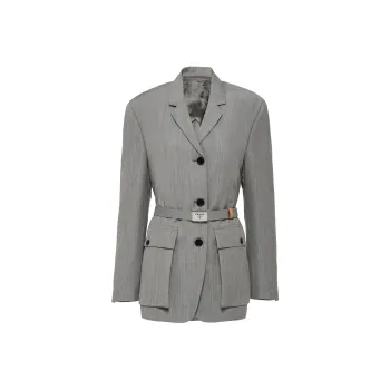 PRADA Button-Up Belted Jacket