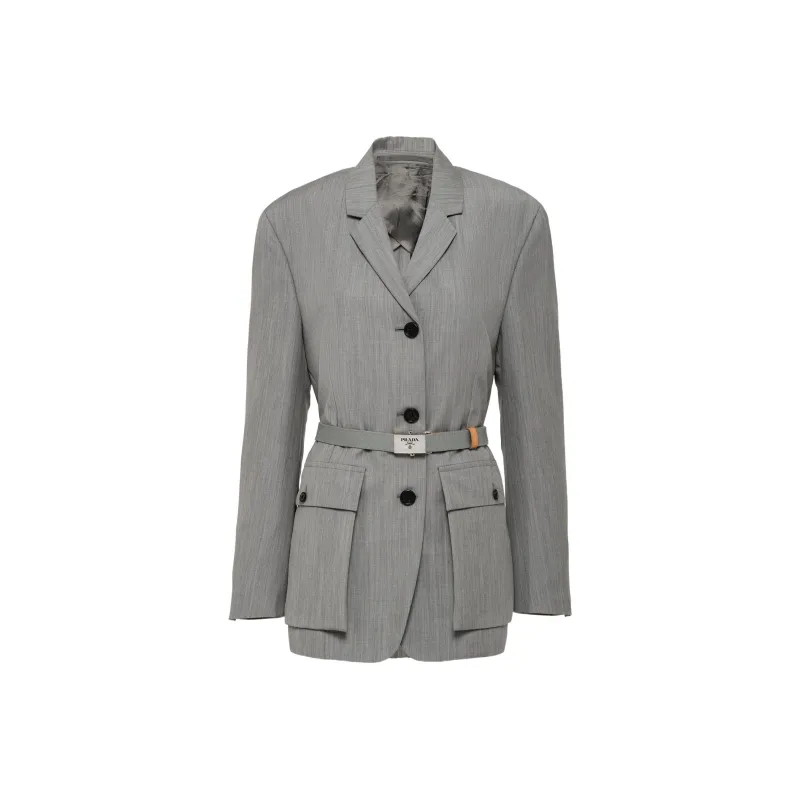 PRADA Button Up Belted Jacket-0