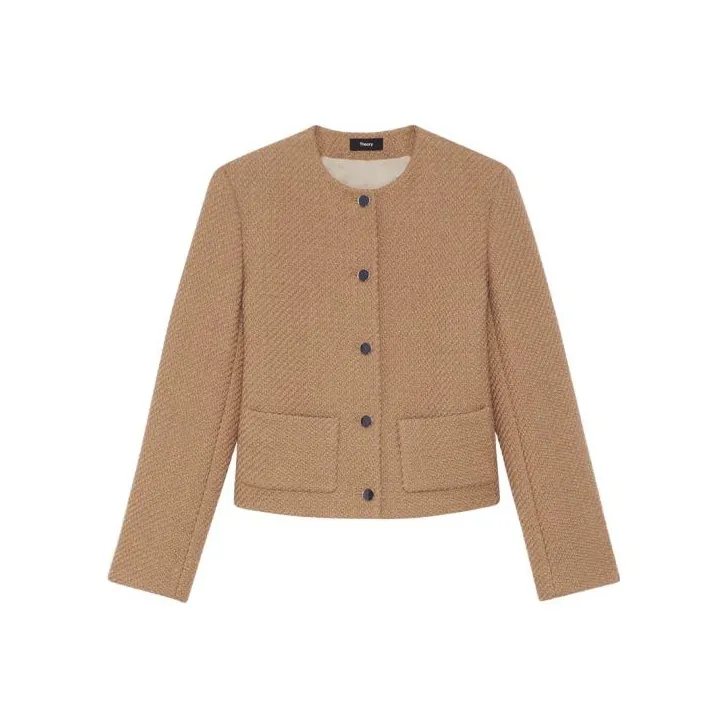 THEORY Cropped Coats Women's Camel-0