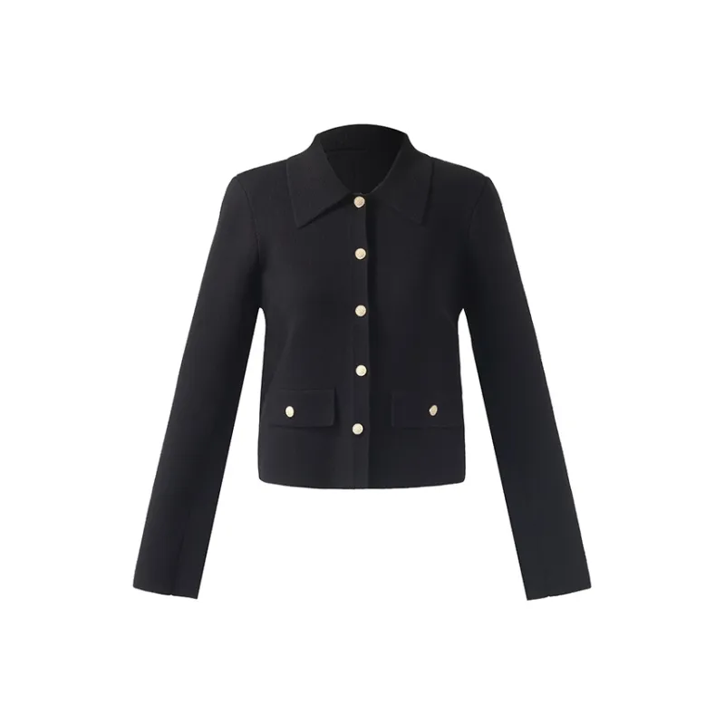 GOELIA Cropped Coats Women's Black-0