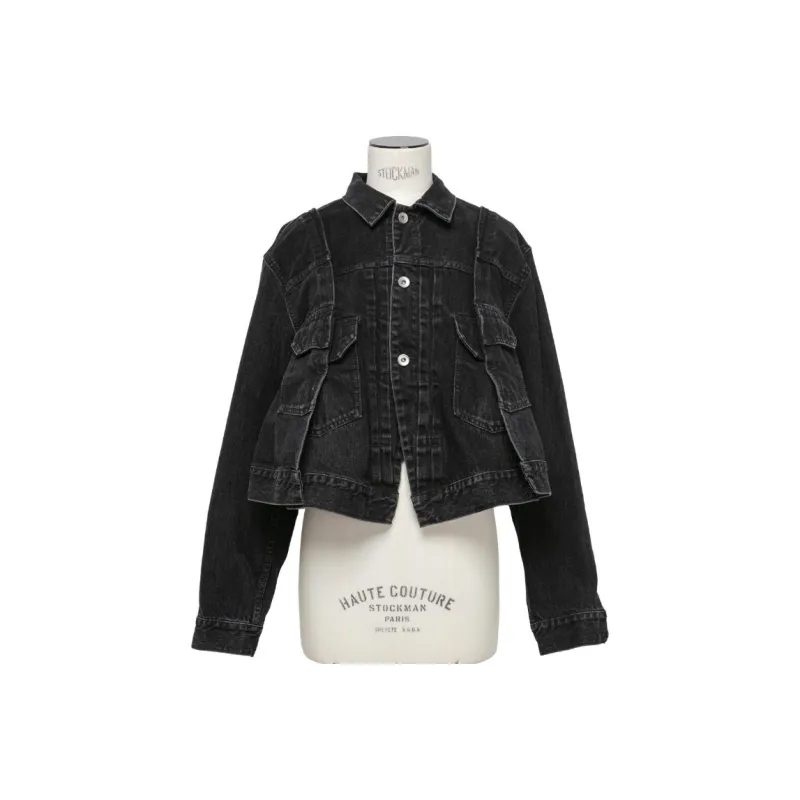Sacai Denim Wool Melton Jacket 'Black'-0