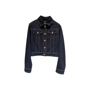 CHANEL Denim Jacket Women's Dark Blue