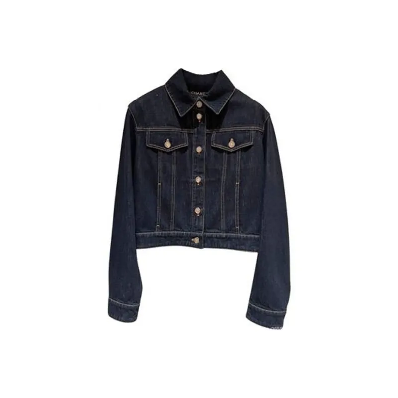 CHANEL Denim Jacket Women's Dark Blue-0