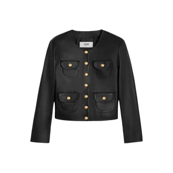 CELINE SS24 Leather Jacket Women's Black