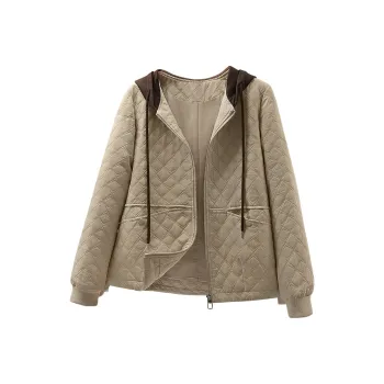 Cypress House Cropped Coat Women's Beige & Dark Coffee