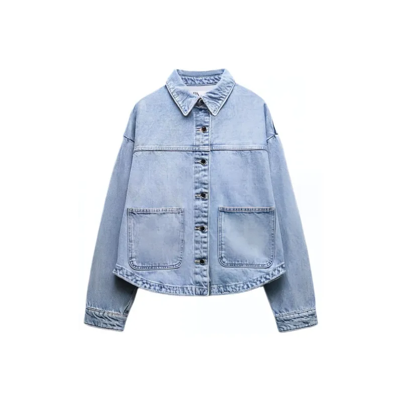 ZARA Denim Jacket Women's Light Blue-0