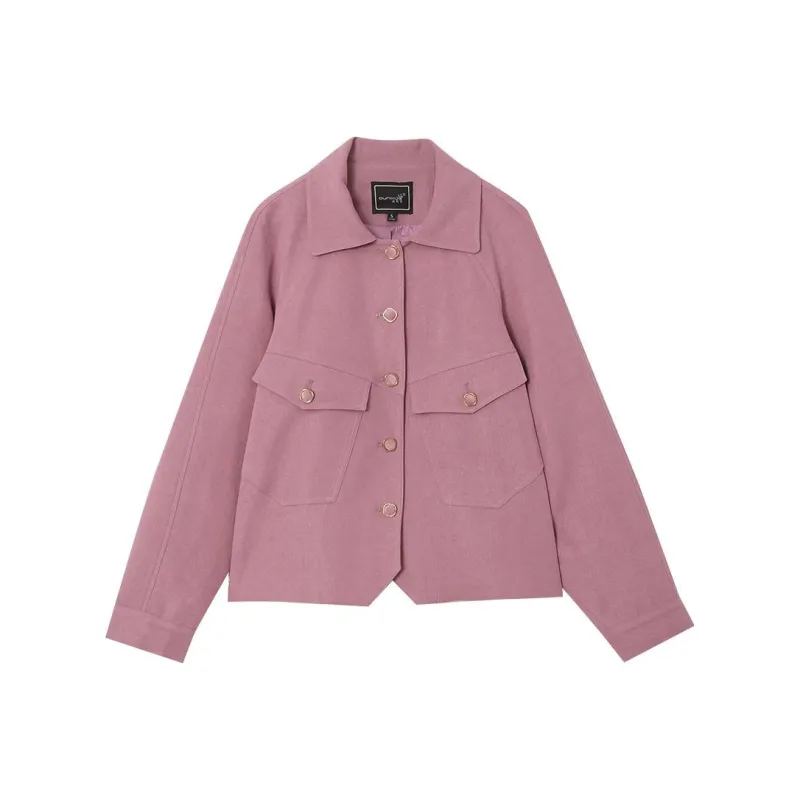 OUNIXUE Denim Jackets Women's Pink Purple-0