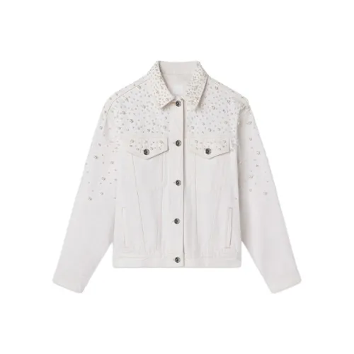 check-print FW24 Denim suede Women's White