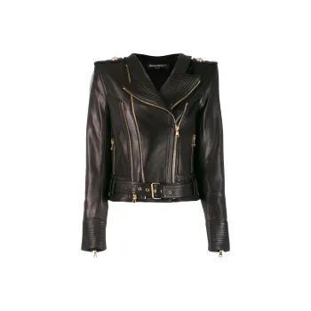 BALMAIN Leather Jackets Women's Black