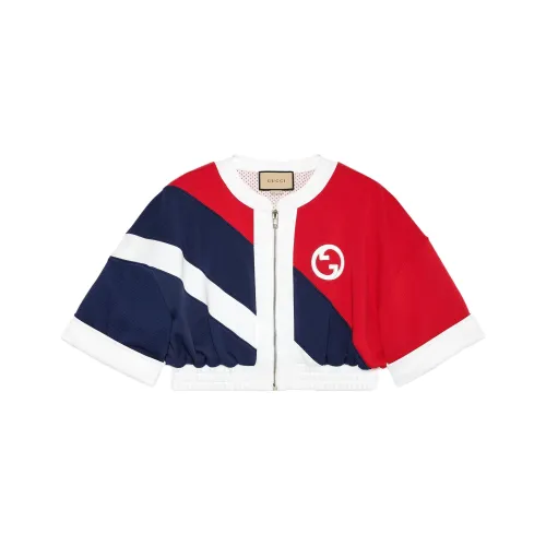 GUCCI Cropped Coats Women's Blue Red