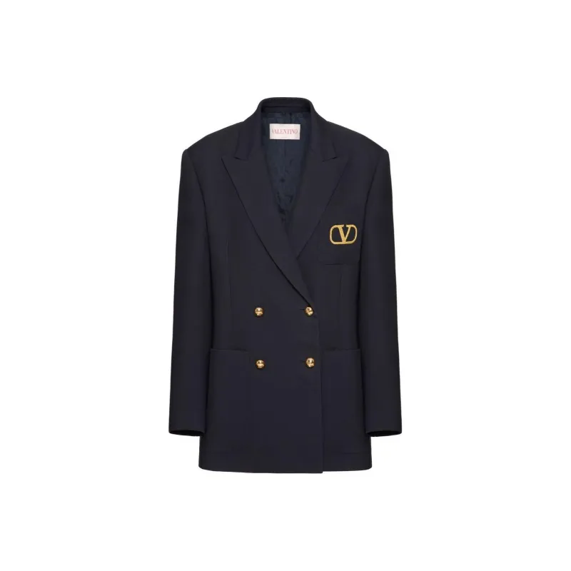 Valentino VLogo Signature Double-Breasted Blazer-0