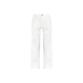 JIL SANDER Logo Patch Straight Leg Trousers 'Porcelain'