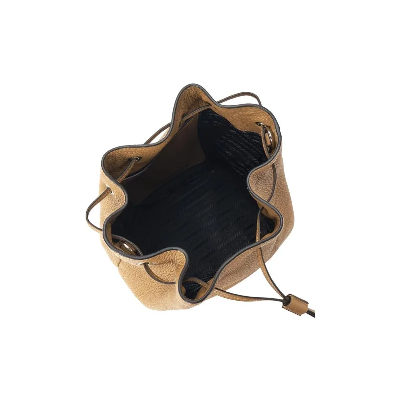 PRADA Cow Leather Bucket Bag, Shoulder Bag Women's Brown-5
