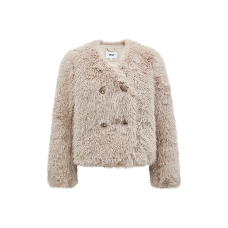 ONLY Eco Friendly Fur Coat Women's Pebble Gray-0