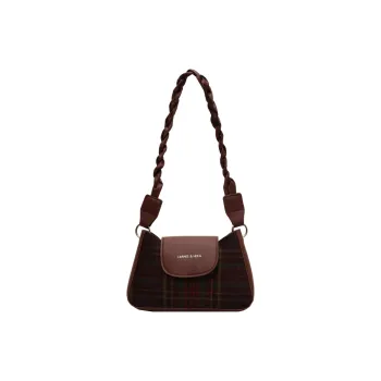 RIVMIND Woolen Underarm Shoulder Bag Women's Red/Green/Coffee